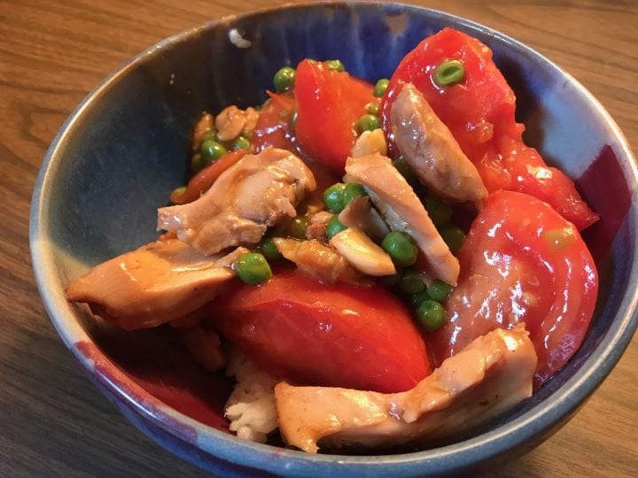 chicken with tomatos and peas Reflexology Healing Medfield MA